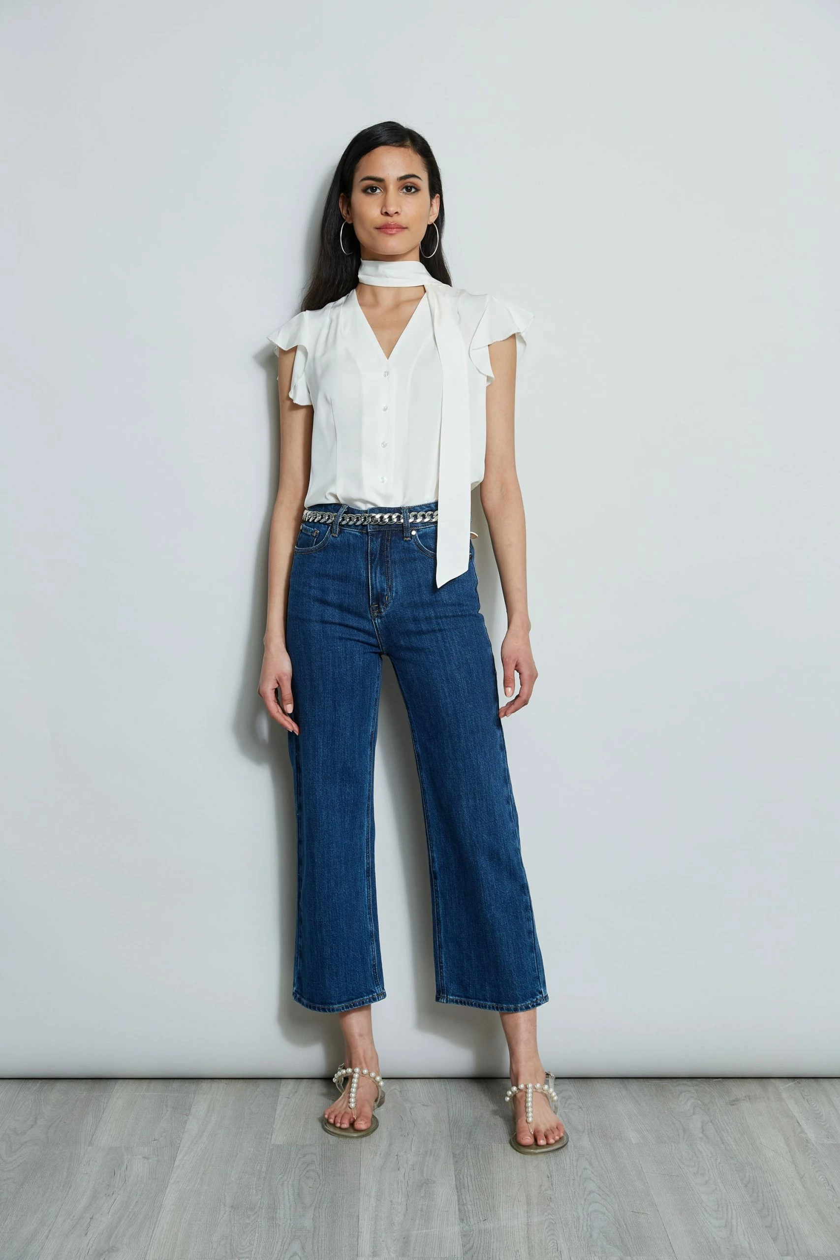 Elie Tahari Flutter Sleeve Tie Shirt 4 Elie Tahari Flutter Sleeve Tie Shirt - Image 2