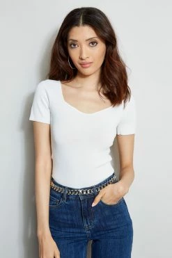 Elie Tahari Short Sleeve Contour Sweater