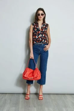 Elie Tahari Rosemallo Floral Contour Shirt -Elie Tahari Sales 2023 E315J202 INDIGO E502M503 MULTI 1Hero 520