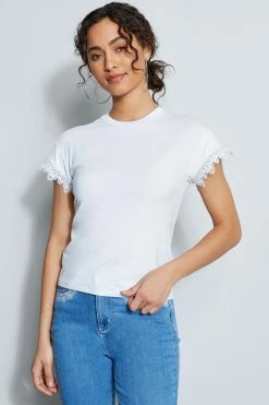 Elie Tahari Lace Trim Knit 8 Elie Tahari Lace Trim Knit -Elie Tahari Sales 2023 E356X502 FRESH PEARL 2FRONT 031