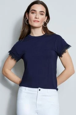 Elie Tahari Lace Trim Knit