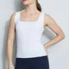 Elie Tahari Ribbed Square Neck Tank