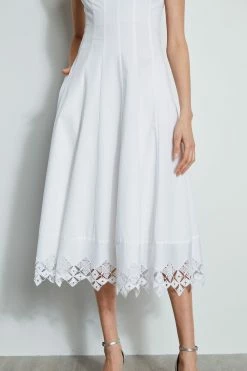 Elie Tahari Cotton Poplin Square Neck Dress -Elie Tahari Sales 2023 E4017603 WHITE 2front 1133