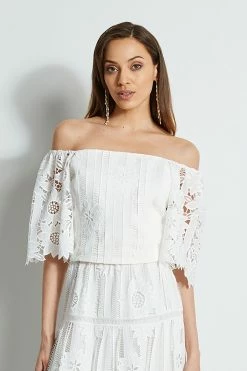 Elie Tahari Cut Out Lace Corset Shirt