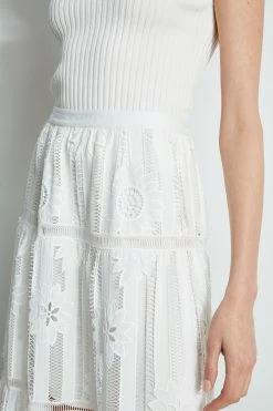 Elie Tahari Lace Cut Out Maxi Skirt -Elie Tahari Sales 2023 E401A303 MARBLE E45X7503 WHITE 2front 669