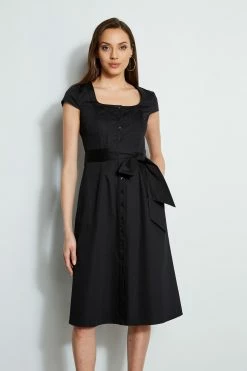 Elie Tahari Poplin Corset Dress 9 Elie Tahari Poplin Corset Dress -Elie Tahari Sales 2023 E4044613 BLACK 2front 2413