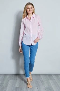 Elie Tahari Crinkle Cotton Embroidered Shirt 8 Elie Tahari Crinkle Cotton Embroidered Shirt -Elie Tahari Sales 2023 E4055502 SHELL 1HERO 004