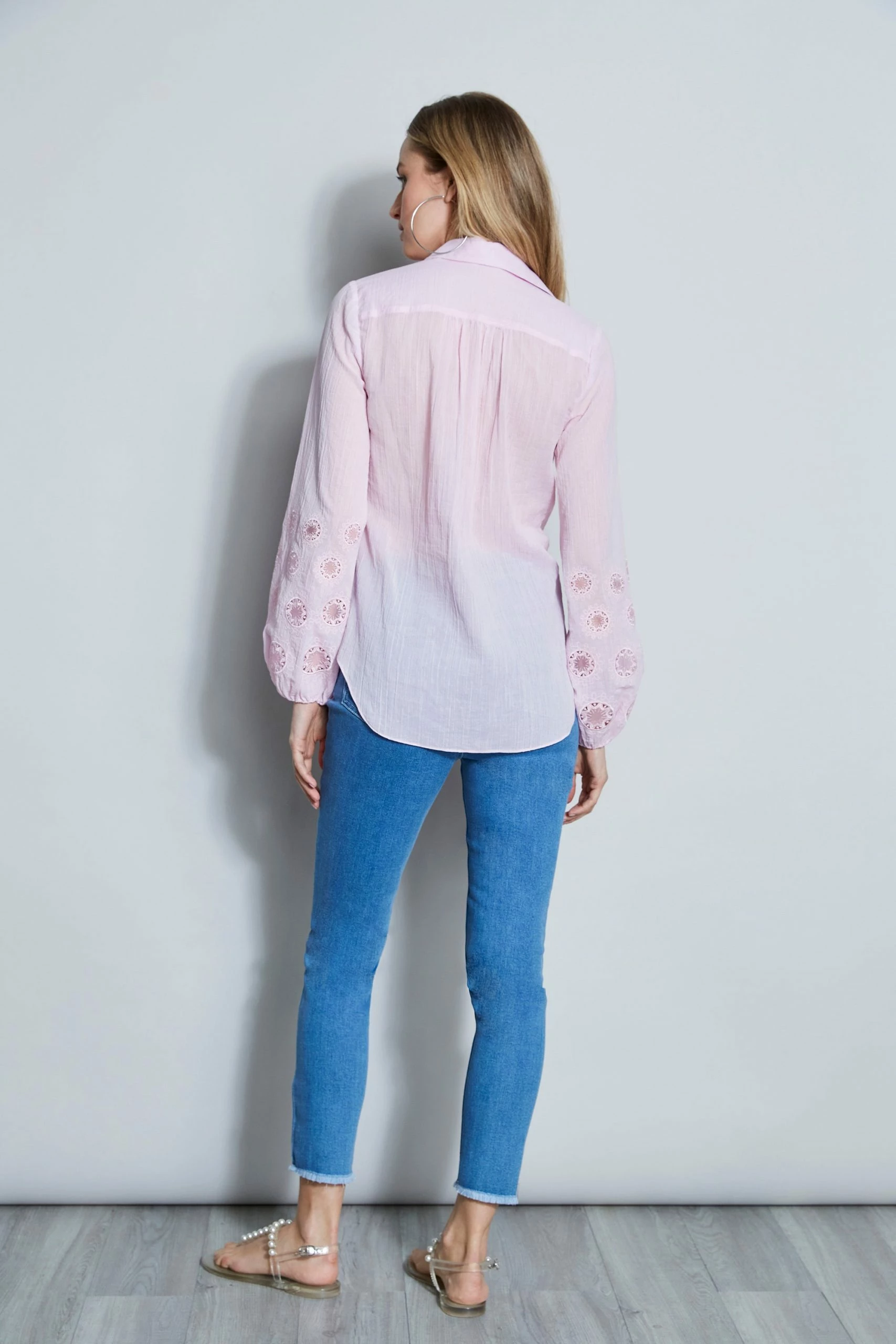 Elie Tahari Crinkle Cotton Embroidered Shirt 6 Elie Tahari Crinkle Cotton Embroidered Shirt - Image 4