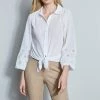 Elie Tahari Crinkle Cotton Embroidered Shirt -Elie Tahari Sales 2023 E4055502 WHITE 2FRONT 031 1