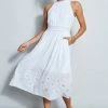 Elie Tahari Embroidered Hem Midi Dress 1 Elie Tahari Embroidered Hem Midi Dress -Elie Tahari Sales 2023 E4055602 WHITE 1HERO 1574