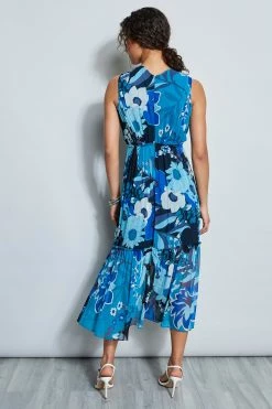 Elie Tahari Nouveau Silk Maxi Dress -Elie Tahari Sales 2023 E405D602 NOUVEAUMAXIDRESS TEALMULTI 3BACK 1669