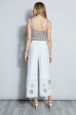 Elie Tahari Scallop Embroidered Linen Pant -Elie Tahari Sales 2023 E405K202 WHITE 3BACK 002