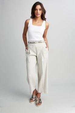 Elie Tahari Faye Wide-Leg Pant -Elie Tahari Sales 2023 E405K210 FAYEPANT PUTTYMELANGE 1HERO 001