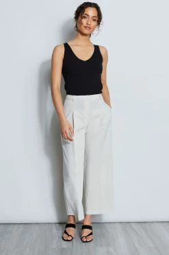 Elie Tahari Faye Wide-Leg Pant -Elie Tahari Sales 2023 E405K210 PUTTY MELANGE 1HERO 003