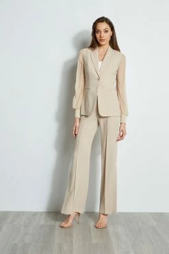 Elie Tahari Chiffon Sleeve Blazer -Elie Tahari Sales 2023 E4087203 ISLANDSAND E4087103 ISLANDSAND E2087503 WHITE 1Hero 1321