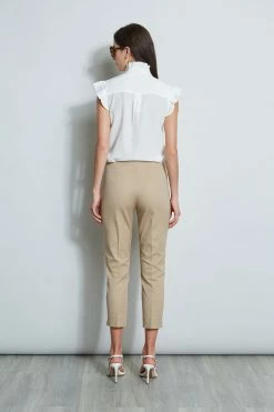 Pleated Flutter Silk Shirt -Elie Tahari Sales 2023 E40M0202 RATTAN ETR31195 SKYWHITE 3back 647