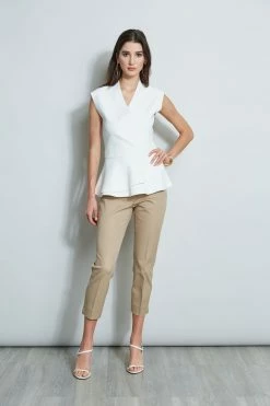 Wrap Peplum Sweater -Elie Tahari Sales 2023 E40M0202 RATTAN ETR32138 SKYWHITE 1Hero 1609