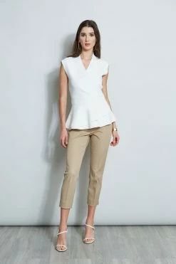 Wrap Peplum Sweater -Elie Tahari Sales 2023 E40M0202 RATTAN ETR32138 SKYWHITE 1Hero 1613