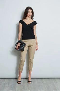 Twist Front Sweater -Elie Tahari Sales 2023 E40M0202 RATTAN ETR32139 NOIR 1Hero 1538