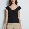 Twist Front Sweater -Elie Tahari Sales 2023 E40M0202 RATTAN ETR32139 NOIR 2front 624