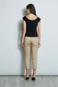 Twist Front Sweater -Elie Tahari Sales 2023 E40M0202 RATTAN ETR32139 NOIR 3back 1560