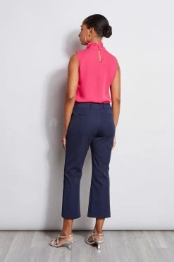 Elie Tahari Sleeveless Silk Twist Shirt 7 Elie Tahari Sleeveless Silk Twist Shirt -Elie Tahari Sales 2023 E40M0212 NavyYard E210N503 TropicPink 3BACK 2223