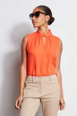Elie Tahari Sleeveless Silk Twist Shirt