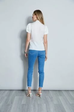 Elie Tahari Silk Tie Neck Ruffle Shirt -Elie Tahari Sales 2023 E410N512 FRESHPEARL 3BACK 027