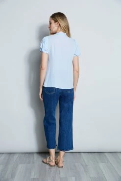 Elie Tahari Silk Tie Neck Ruffle Shirt -Elie Tahari Sales 2023 E410N512 SOFTBLUE 3BACK 039 1