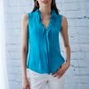 Elie Tahari Silk Ruffle Shirt -Elie Tahari Sales 2023 E410N522 turq front