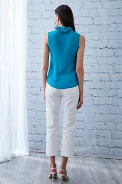 Elie Tahari Silk Ruffle Shirt -Elie Tahari Sales 2023 E410N522 turqback