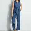Elie Tahari Denim Tie Jumpsuit