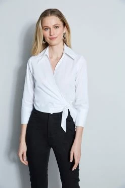 Elie Tahari Embroidered Hem Pant -Elie Tahari Sales 2023 E5017502 WHITEE515H202 BLACK 2FRONT 014