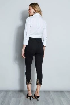 Elie Tahari Embroidered Hem Pant -Elie Tahari Sales 2023 E5017502 WHITEE515H202 BLACK 3BACK 044
