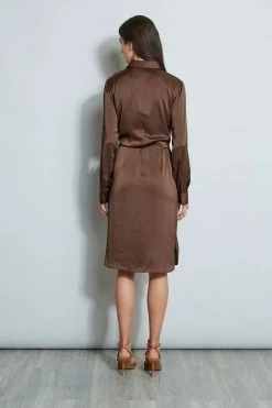 Elie Tahari Satin Tie Shirt Dress -Elie Tahari Sales 2023 E5027603 SUMATRA 3back 2038