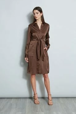 Elie Tahari Satin Tie Shirt Dress -Elie Tahari Sales 2023 E5027603 SUMATRA 4styling 1998