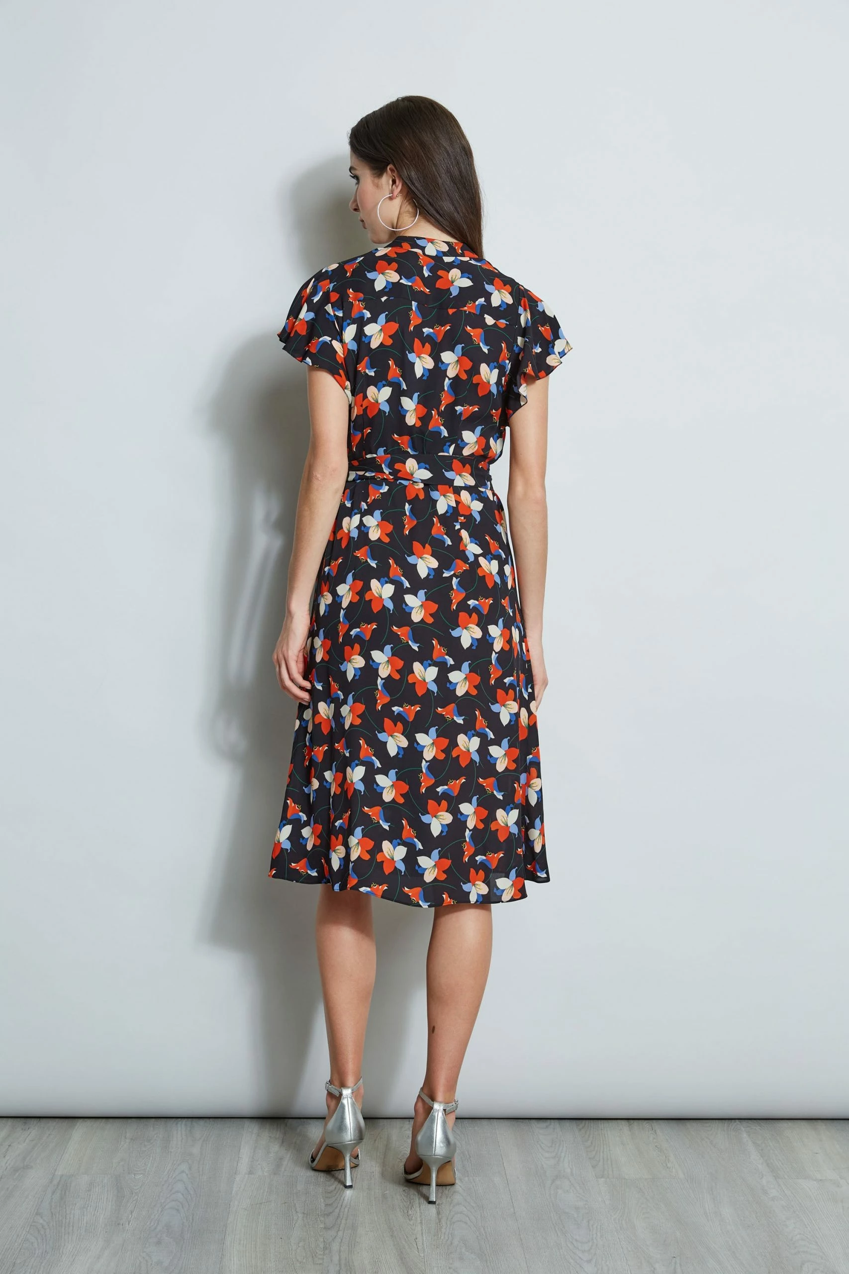 Elie Tahari Floral Flutter Sleeve Shirt Dress 8 Elie Tahari Floral Flutter Sleeve Shirt Dress - Image 6