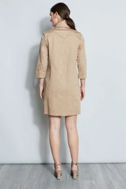 Elie Tahari Safari Shirt Dress -Elie Tahari Sales 2023 E5044601 RATTAN 3BACK 092