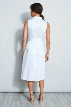 Elie Tahari Embroidered Tie Dress -Elie Tahari Sales 2023 E5044602 EMBTIEDRESS WHITE 3BACK 1317