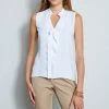 Elie Tahari Sleeveless Ruffle Shirt 2 Elie Tahari Sleeveless Ruffle Shirt -Elie Tahari Sales 2023 E601F512 WHITE TOP 2FRONT 298