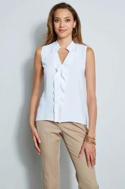 Elie Tahari Sleeveless Ruffle Shirt