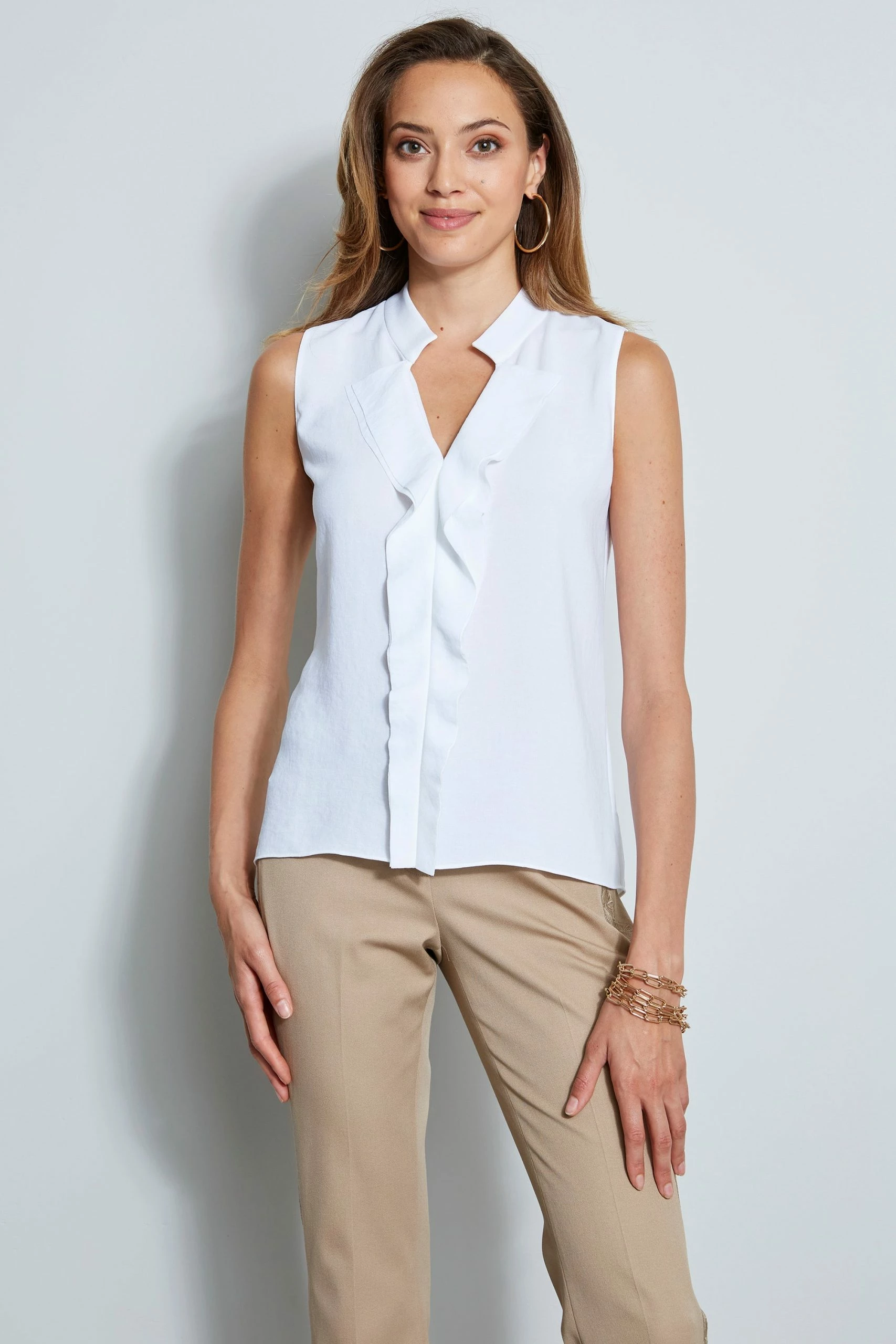 Elie Tahari Sleeveless Ruffle Shirt 3 Elie Tahari Sleeveless Ruffle Shirt