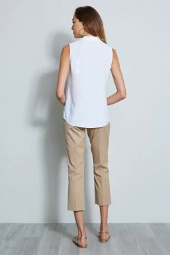 Elie Tahari Sleeveless Ruffle Shirt 9 Elie Tahari Sleeveless Ruffle Shirt -Elie Tahari Sales 2023 E601F512 WHITE TOP 3BACK 308