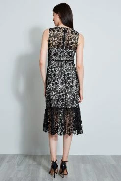 Elie Tahari Lace Midi Dress 7 Elie Tahari Lace Midi Dress -Elie Tahari Sales 2023 E602H602BLACK 3BACK 2190