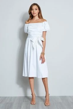 Elie Tahari Topaz Off Shoulder Midi Dress