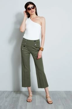 Elie Tahari Button Detail Pant -Elie Tahari Sales 2023 E60M0202WILLOWGREEN 1HERO 666