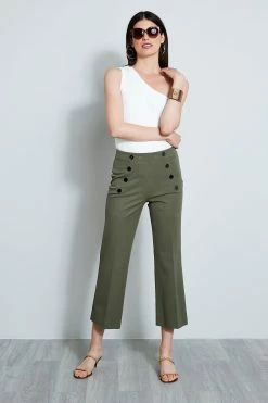 Elie Tahari Button Detail Pant -Elie Tahari Sales 2023 E60M0202WILLOWGREEN 1HERO 671