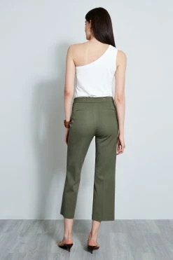 Elie Tahari Button Detail Pant -Elie Tahari Sales 2023 E60M0202WILLOWGREEN 2FRONT 695