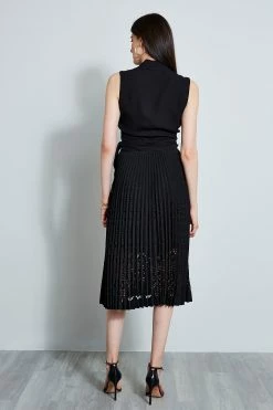 Elie Tahari Silk Wrap Shirt -Elie Tahari Sales 2023 E610N502BLACK 3back 713