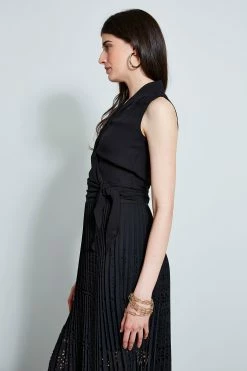 Elie Tahari Silk Wrap Shirt -Elie Tahari Sales 2023 E610N502BLACK 4styling 712